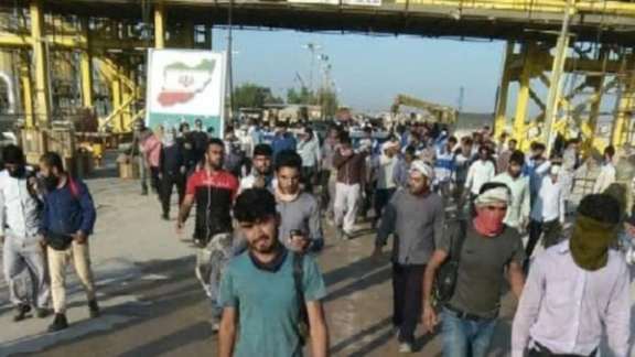File photo of Iranian workers on strikes