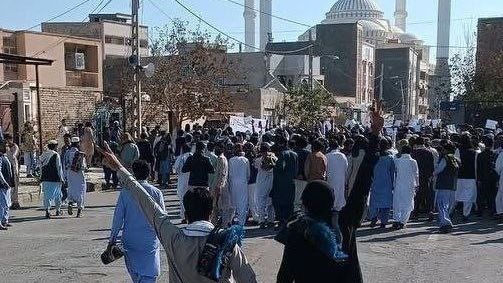Protesters seen in the Sunni Baluch city of Zahedan on November 11, 2022