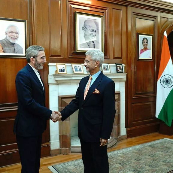 Iran's Ali Bagheri Kani meeting India FM Subrahmanyam Jaishankar in New Delhi on Nov. 23, 2022