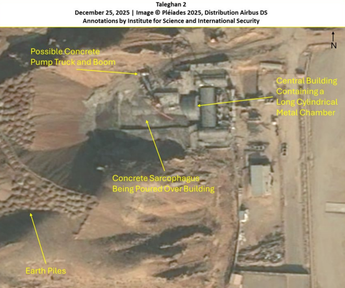 تصویر ماهواره‌ای ۲۵ دسامبر ۲۰۲۵ – آغاز پوشش بتنی