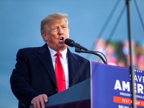 Former President Donald Trump speaking at a rally in N. Carolina on April 9, 2022