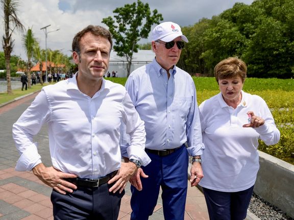 President Emmanuel Macron with US President Joe Biden on the sidelines of the G20 meeting in Bali, on Nov. 16, 2022