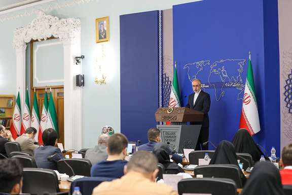 Iran’s Foreign Ministry Spokesman Nasser Kanaani during a press conference on March 13, 2023