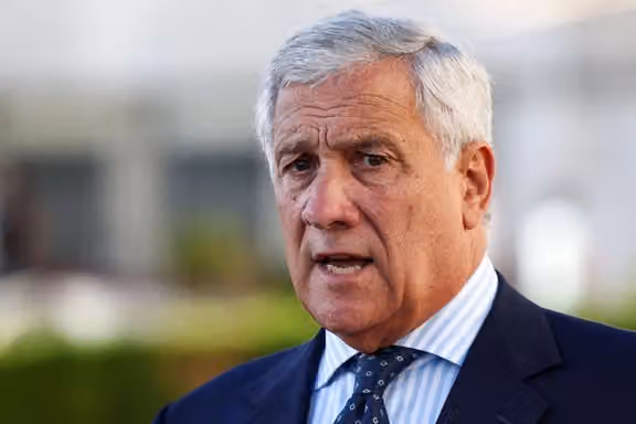 Italian Minister of Foreign Affairs Antonio Tajani speaks to the media after visiting Gemelli hospital with Palestinian Foreign Minister Varsen Aghabekian Shahin (not pictured), in Rome, Italy, September 1, 2025. REUTERS