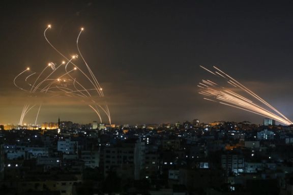Rockets being fired by Islamic Jihad from Gaza as Israeli air defenses go to work in August 2022