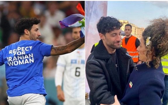 فوتبالیست ایتالیایی در جمع معترضان به جمهوریاسلامی