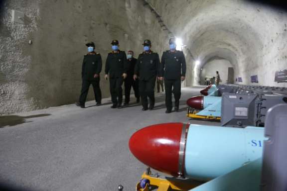 An underground Iranian missile base seen in this 2021 photo issued by the military.
