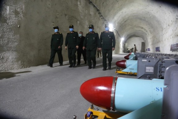 An underground Iranian missile base seen in this 2021 photo issued by the military.