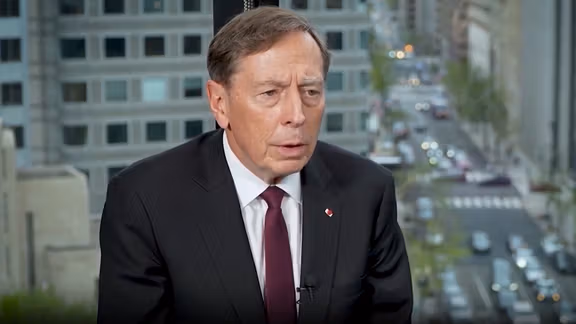 A screengrab from Iran International's exclusive interview with David Petraeus